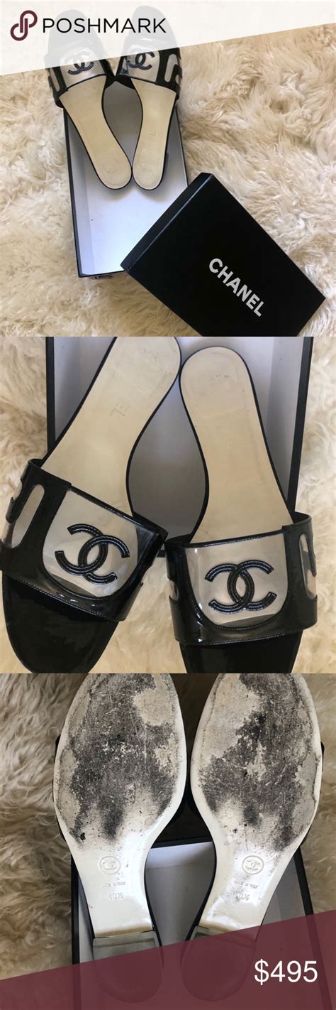 chanel patent leather slides